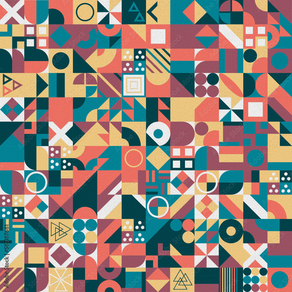 Poster retro pattern of different shapes. colorful vector mosaic backdrop. geometric hipster retro backgrou
