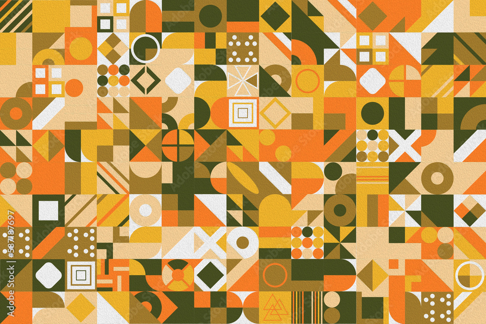 Poster retro pattern of different shapes. colorful vector mosaic backdrop. geometric hipster retro backgrou