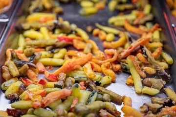 Italian food fritto misto with fried vegetables, Riomaggiore Cinque Terre, Italy