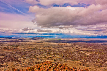 View from Fire Watch Tower at Lava Beds National Monument - obrazy, fototapety, plakaty