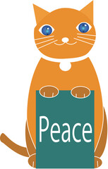 Peaceの看板を持った猫ミモザ