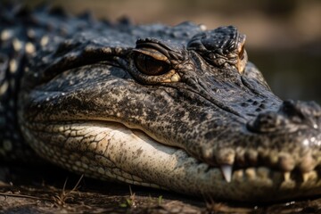 Fototapeta premium Florida Alligator close up photo taken in the Everglades. Generative AI