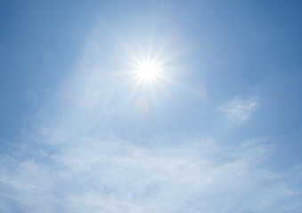 Naklejka na ściany i meble perfect blue sky with the sun and sunbeams