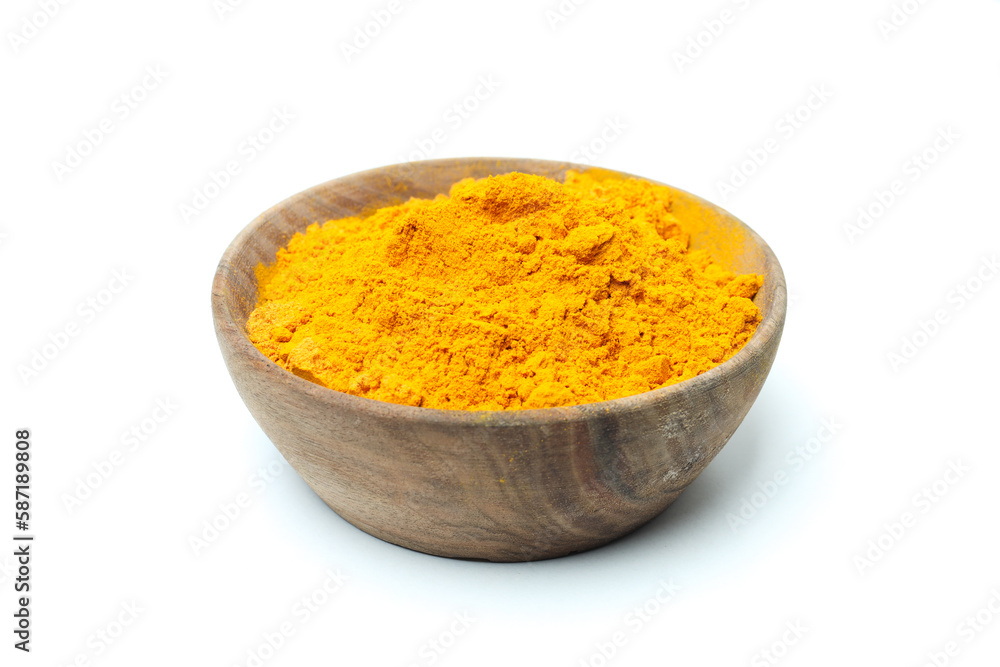 Poster Fragrant seasoning - turmeric, isolated on white background