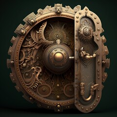 Keyhole and internal gear mechanism, Generative AI.