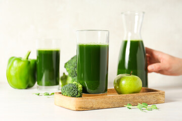 Green detox smoothie, concept of healthy nutrition and healthy lifestyle