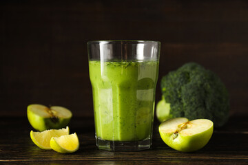 Green detox smoothie, concept of healthy nutrition and healthy lifestyle