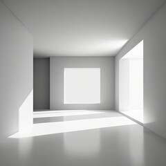 Lovely  bright, perspective-giving wall in a space. Presentation background with a minimalist interior, Generative AI.