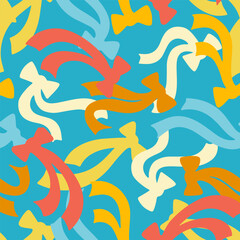 Obraz premium Colourful ribbon seamless pattern on turquoise background.
