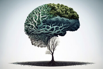 Brain With A Tree, Representing Sustainability. Generative AI