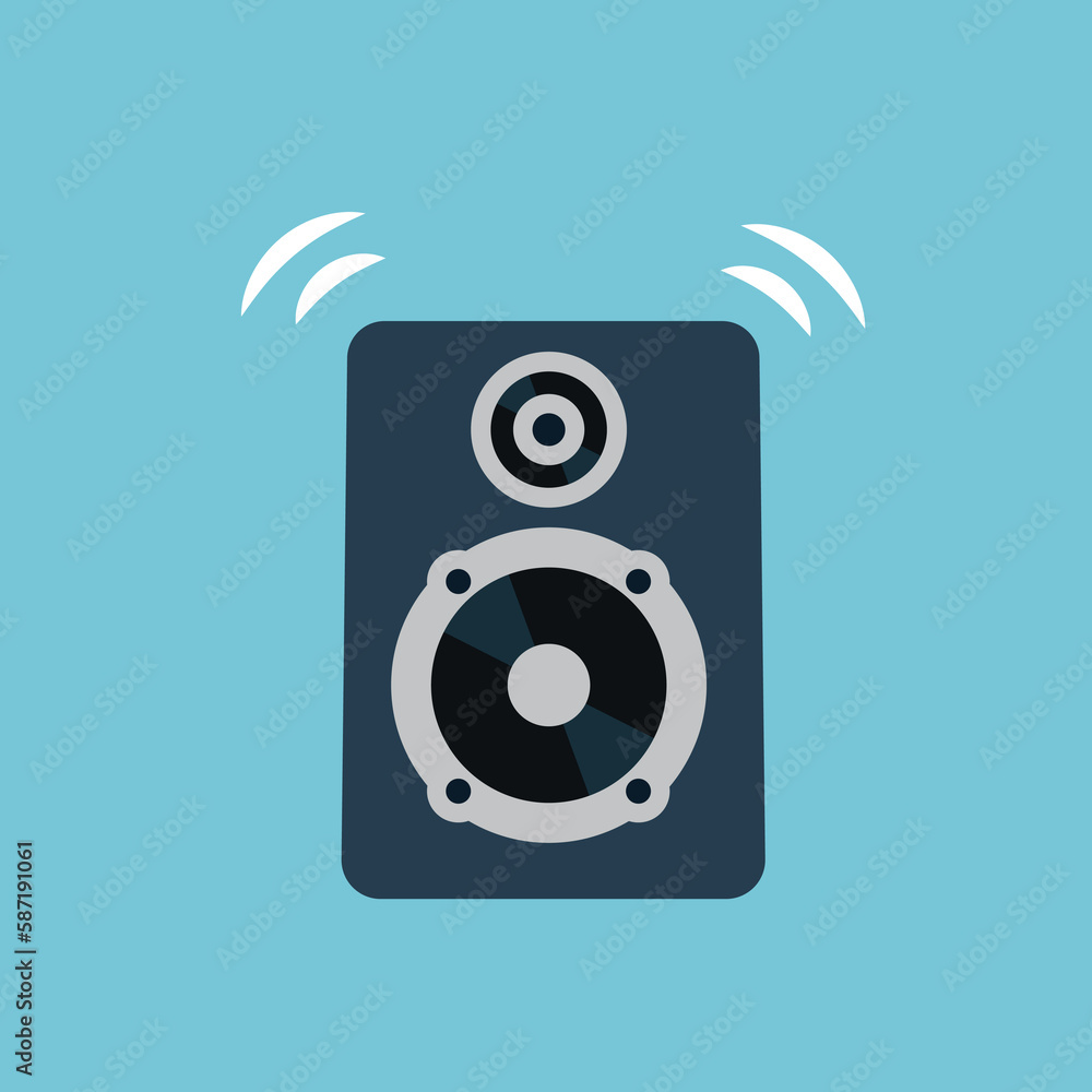 Wall mural Music speaker icon in flat design style. Vector illustration. Sound system