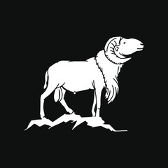 Vector Ram head logo style hand made illustration