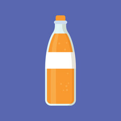 Bottle of orange juice icon. Flat illustration of bottle of orange juice icon for web design