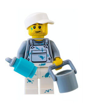 Dortmund - Deutschland 31. März 2023 Lego Figur Maler mit Farbeimer