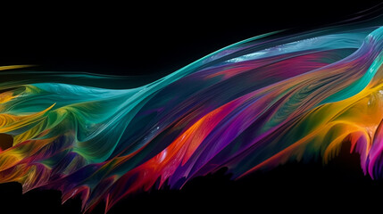 Waves of colorful plasma flowing smoothly. Illustration. Generative AI