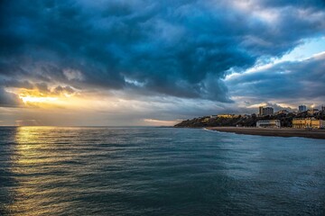 Stormy skies over the coast of Folkestone
