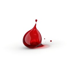 Obraz premium Red blood drop close up view isolated on white backdrop ,Generative AI.
