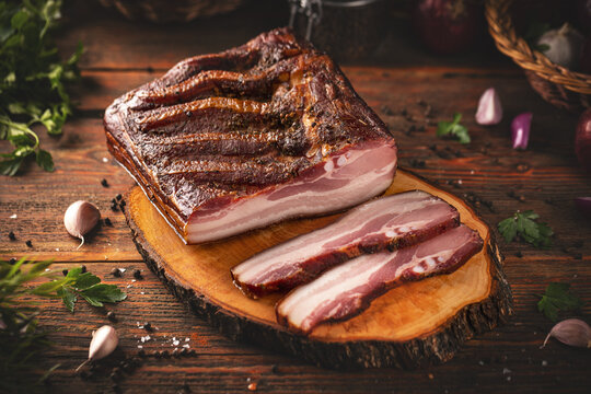 Dry-cured pork belly bacon