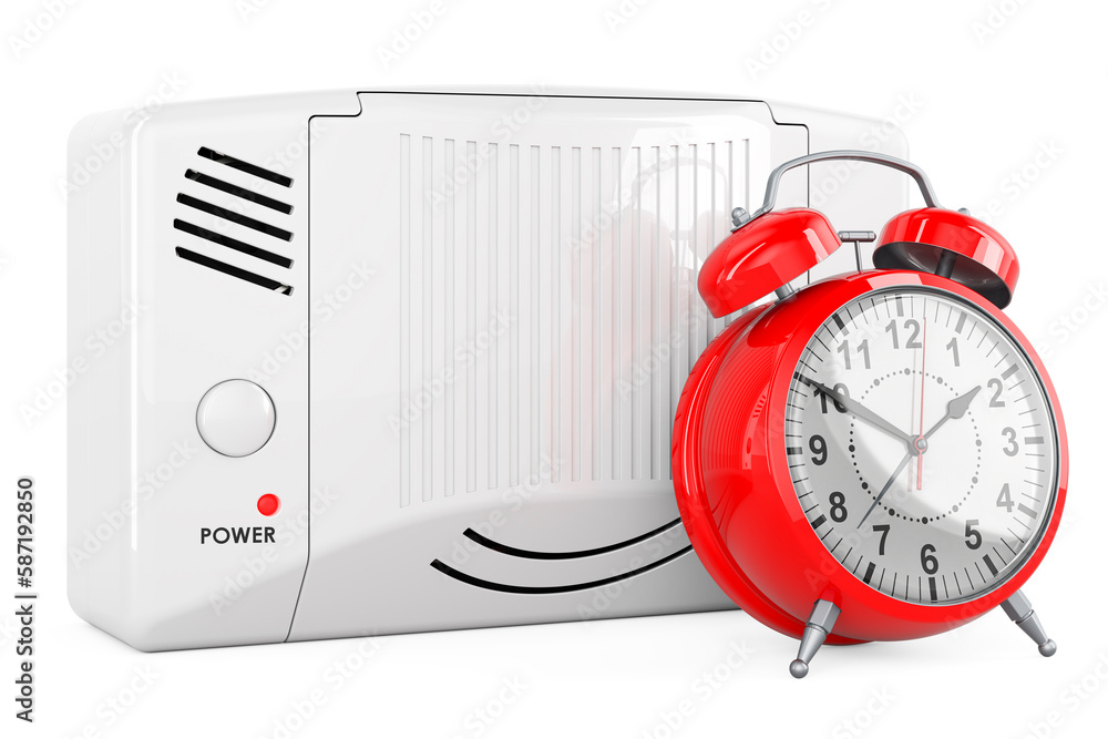 Poster carbon monoxide detector with alarm clock, 3d rendering