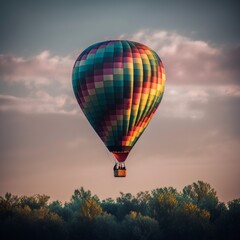 Obraz premium solitary colorful Hot Air Balloon ,Generative AI.