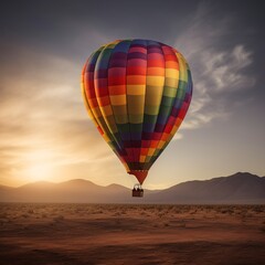 Fototapeta na wymiar solitary colorful Hot Air Balloon ,Generative AI.