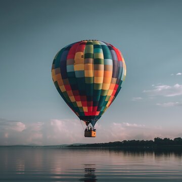 solitary colorful Hot Air Balloon ,Generative AI.