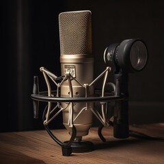 solitary professional studio microphone ,Generative AI.