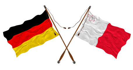 National flag  of Malta  and Germany. Background for designers