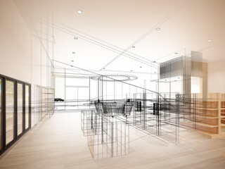 abstract sketch design of supermarket ,3d  rendering
