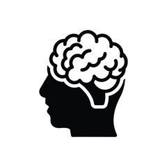Black solid icon for mind 