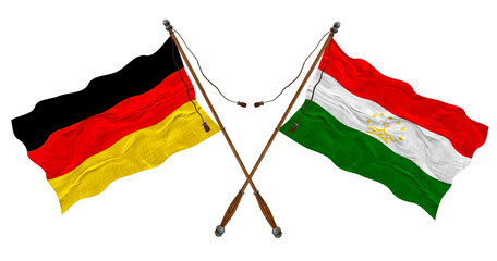 National flag  of Tajikistan  and Germany. Background for designers