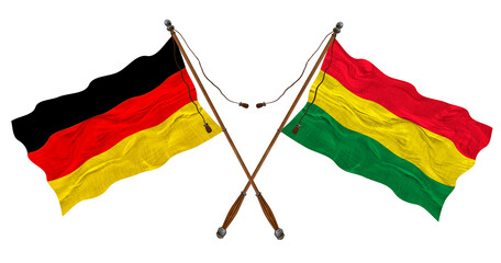National flag of Bolivia  and Germany. Background for designers