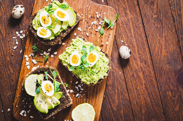 Avocado and Quail Egg Toasts, Healthy Snack or Breakfast