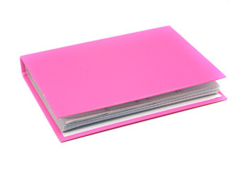 Pink notepad on a white background.