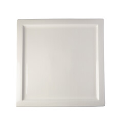 Empty White Square Plate isolated on a transparent background.