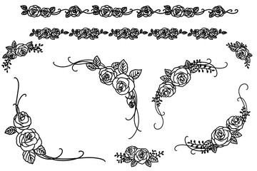 Antique rose frame (black) like a cutout