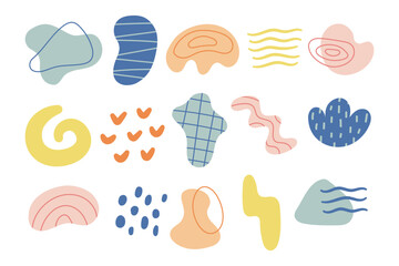 Set of an abstract element with pastel color. Types of abstract blob element vector illustration.