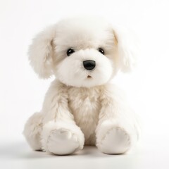 Cute puppy plus toy animal toy with white background, animal doll with Generative AI