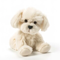 Cute puppy plus toy animal toy with white background, animal doll with Generative AI