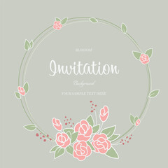 Minimal flat style flowers wreath floral wallpaper template on vintage background bouquet. Botanical flower and leaf branch can be used for greeting wedding anniversary.Vector invitation card concept.