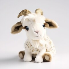 Cute goat plus toy animal toy with white background, animal doll with Generative AI
