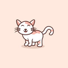 Cute Happy Cat Logo Design