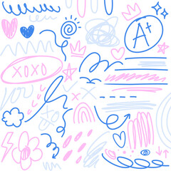 Abstract Set of Scribble School Doodles