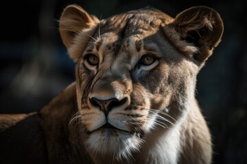 Obraz na płótnie Canvas The lion in search of prey. Generative AI