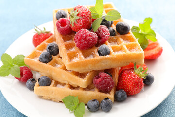 waffles with fresh berries fruits