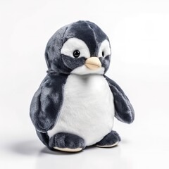 Fototapeta premium Cute pinguin plus toy animal toy with white background, animal doll with Generative AI