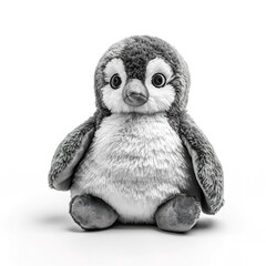Cute pinguin plus toy animal toy with white background, animal doll with Generative AI