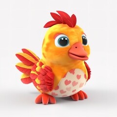 Cute rooster plus toy animal toy with white background, animal doll with Generative AI