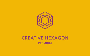 Creative Hexagon Logo Vector Illustration Design. Symmetrical Monogram Business Logo.