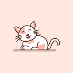 Cute Beautiful Cat Logo Design